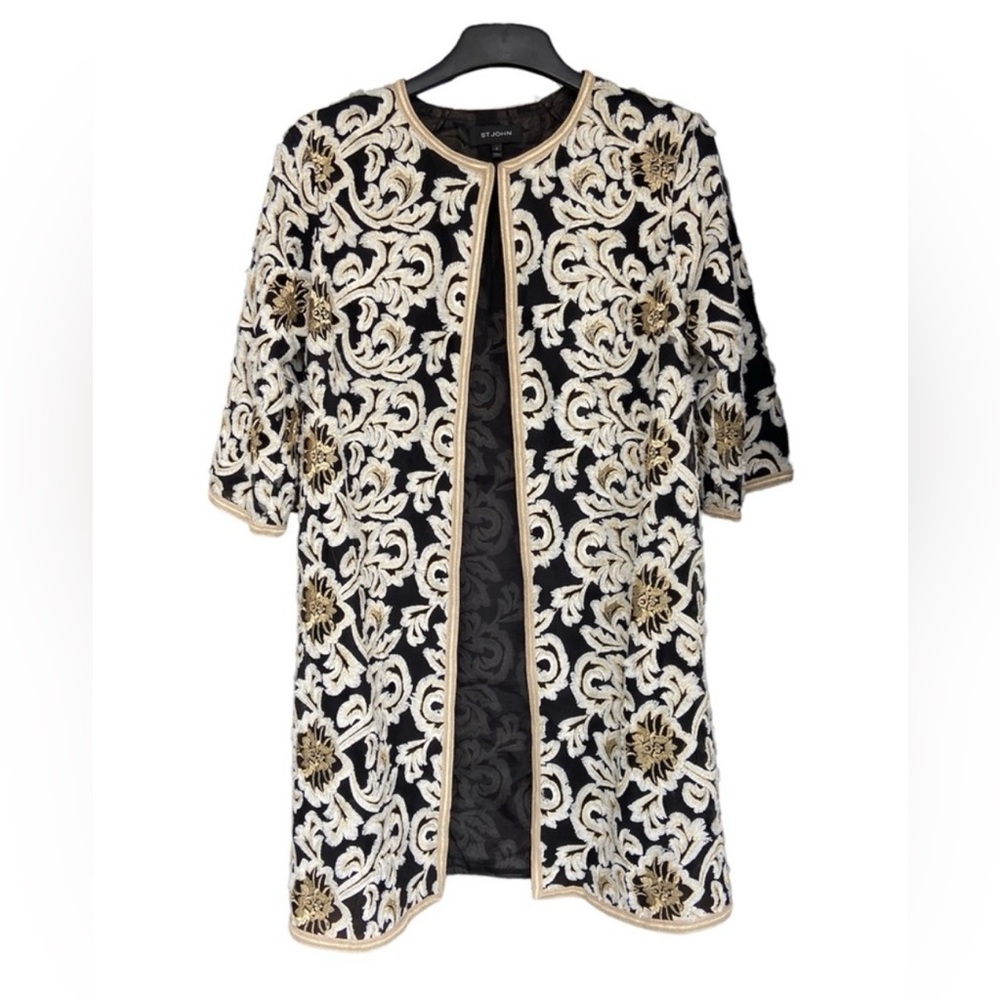 St. John Black and Gold Embroidered Jacket